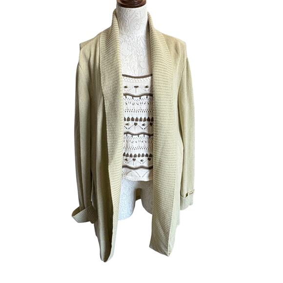Vintage St John Sport Wool Blend Cardigan Jacket Lg Cream Shawl Collar Oldmoney - Picture 10 of 12